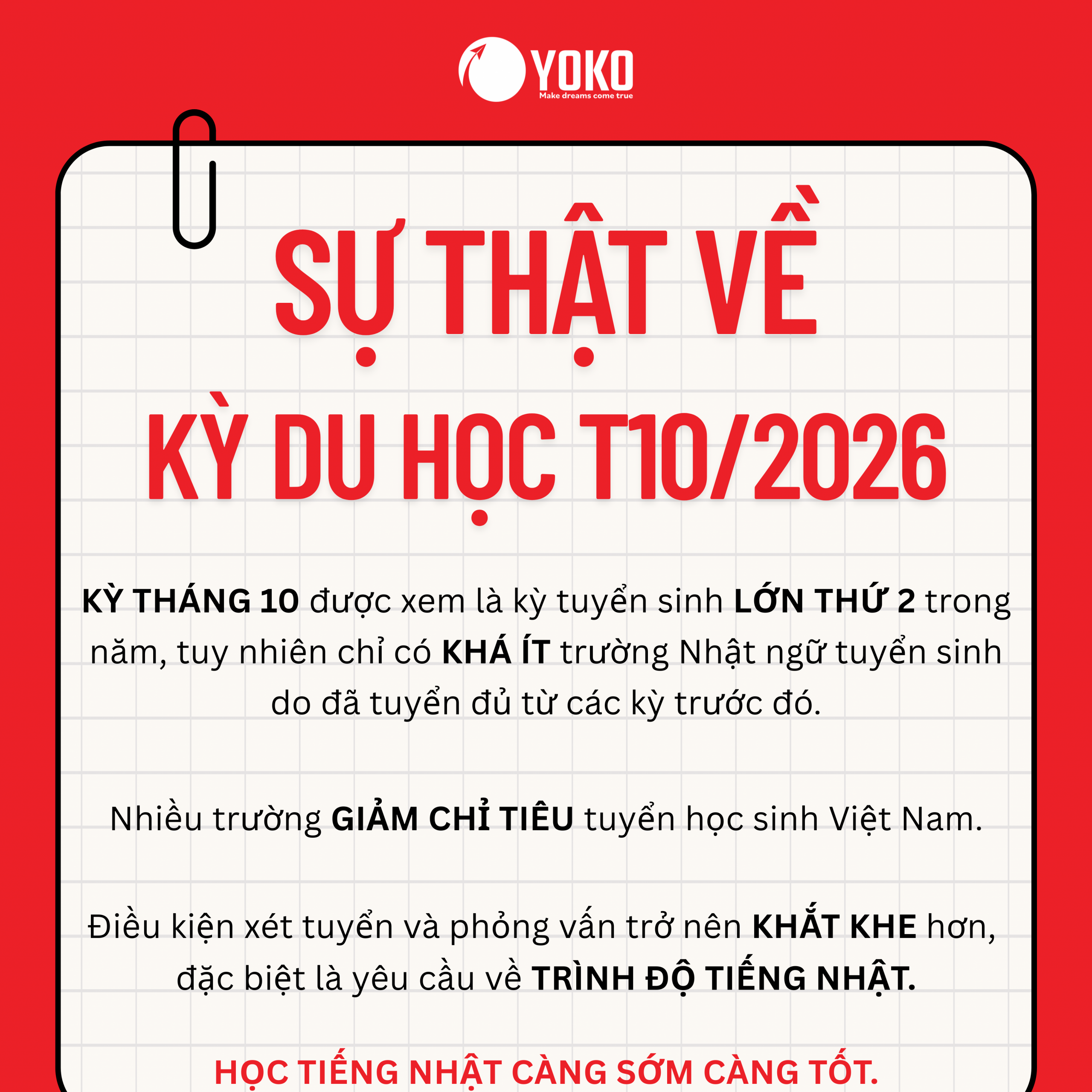 Du học Nhật Bản 2026: Sự thật về du học Nhật Bản kỳ tháng 10/2026
