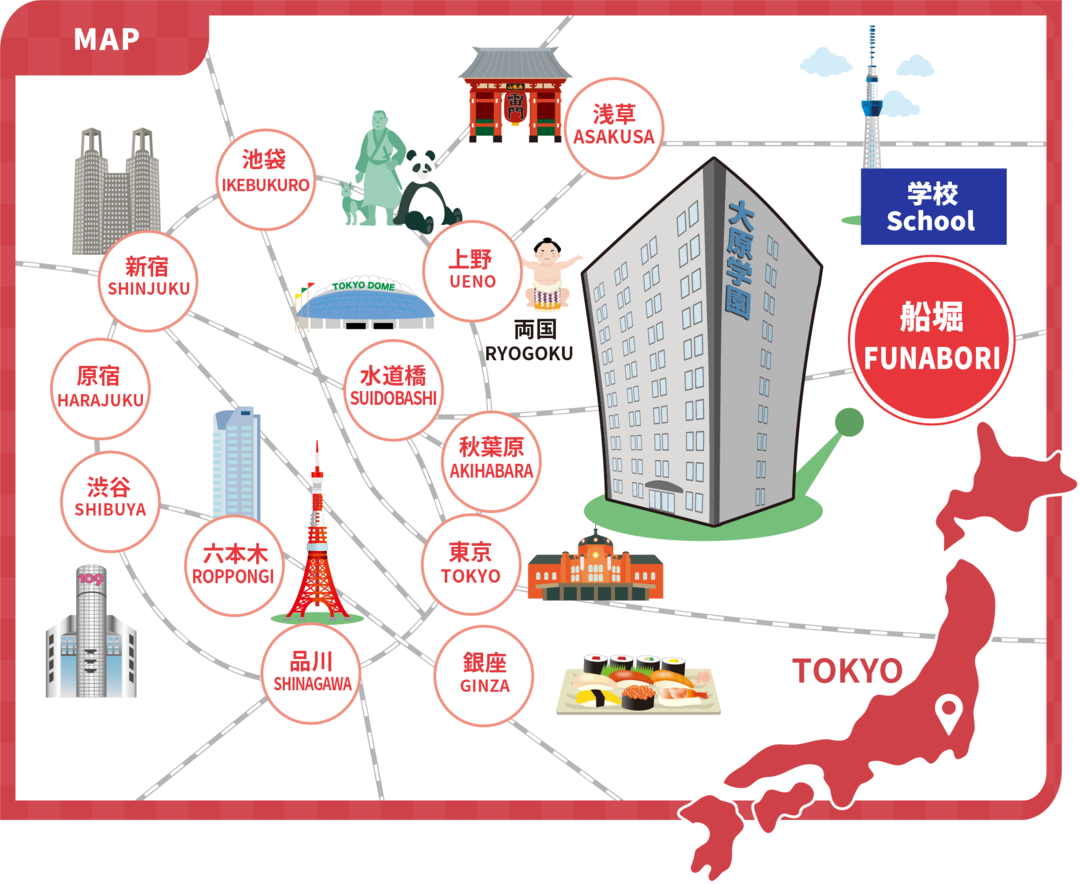 Vị trí trường Nhật ngữ Ohara Tokyo